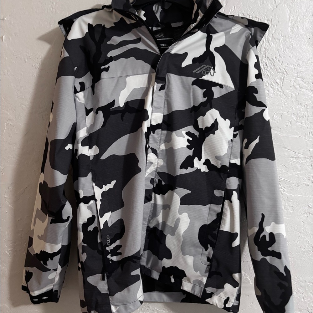 OTU‎ Gray Black Camo Hooded Windbreaker Jacket Lightweight Men’s M or Unusex